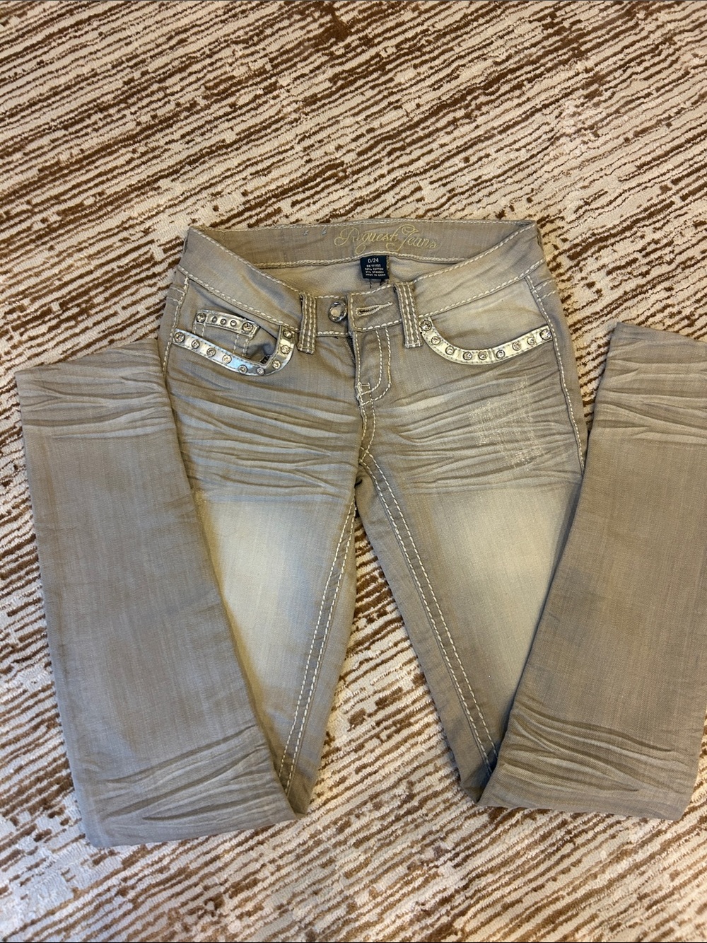 Embellished Silver Skinny Jeans for Women